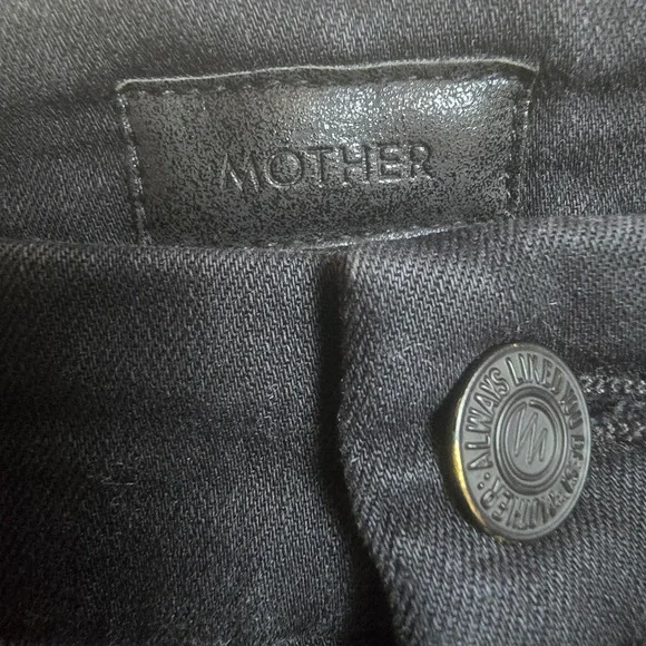 MOTHER Looker Ankle Fray Skinny Jeans 27 Black Distressed - Picture 12 of 16